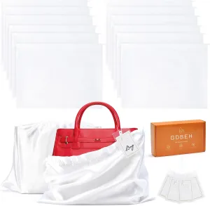 12 Pack Dust Bags for Handbags Travel Storage Pouch Silk Cloth Bag With Drawstring Large Storage Pouch for Handbag Purse Shoes Boots