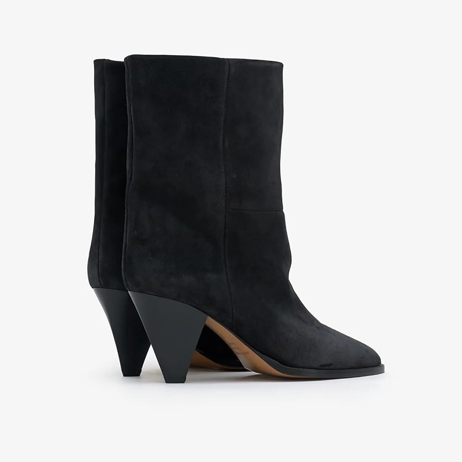 2024 tan Mid-Calf Boots blue denim Cone heels pull on Womens booties Pointed toe Shoes for Women black suede Boots ankle cowboy boots Shoes jeans dressy boots