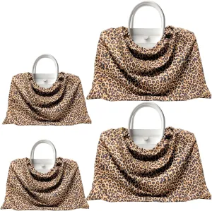 3 or 4 Packs Leopard Cotton Drawstring Dust Bag, Breathable Storage Cover for Handbags, Shoes and Travel Use (Leopard, 4 Pcs / 2 Sizes)