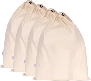 4-Pack Drawstring Dust Covers Large Cotton Cloth Storage Pouch 26" x 20" String Bag for Handbags Laundry Purses Shoes