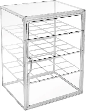 4PACK Extra Large 4 Tiers 15.7"X11.8"X9.8" Clear Acrylic Organizer Box Display Case, Plastic Holder with Magnetic Door and 3 Division Boards for Figures, Books, Handbags, Purses, Boots