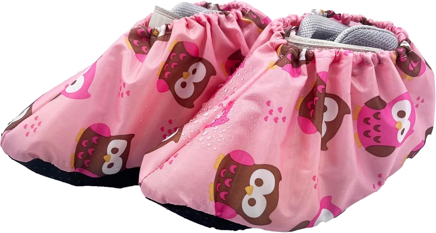 5 Pairs Kids Shoe Covers Reusable Non Slip Washable Dustproof Durable Waterproof Boots Cover For Indoors Floors Kindergarten Elementary School (Medium, Pink)
