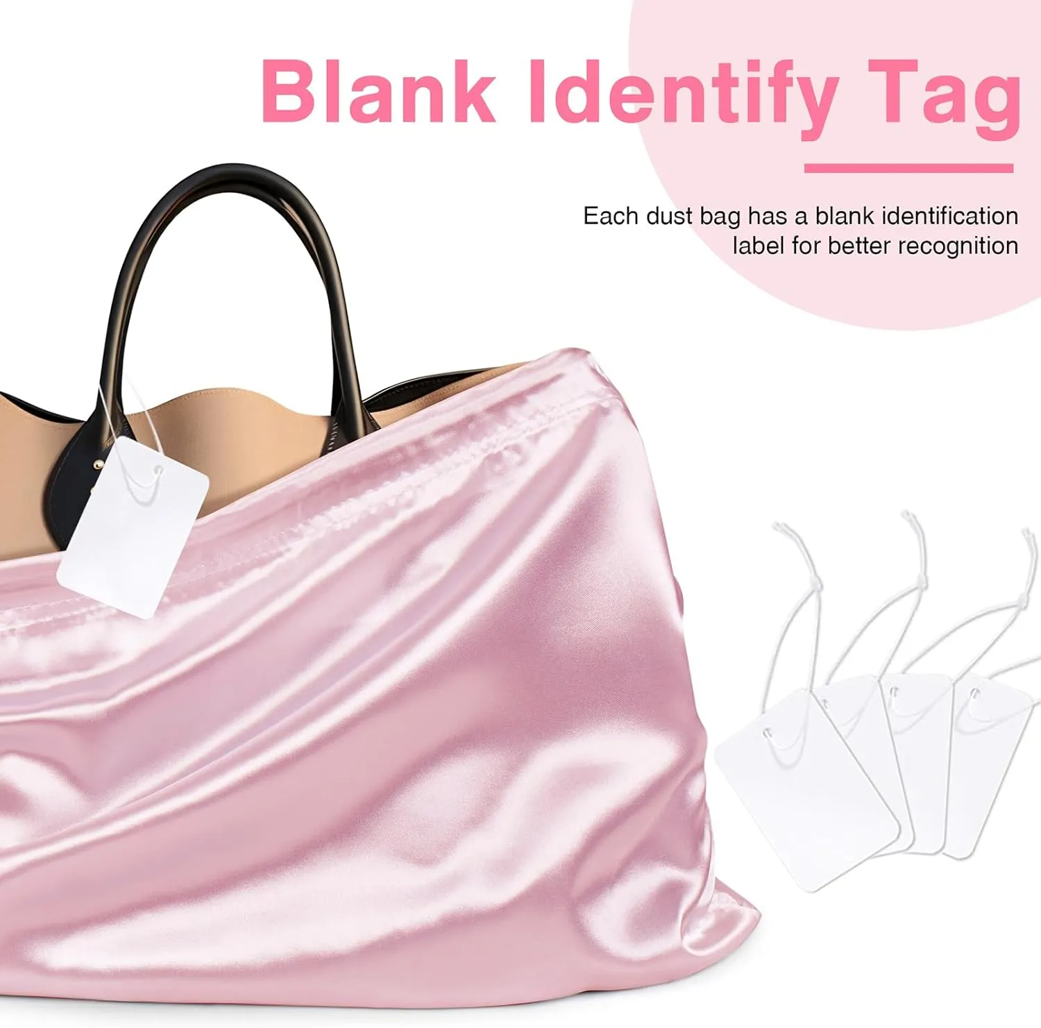 6 Pack Silky Dust Bags for Handbags, Pink Satin Dust Cover Bag Silk Drawstring Bag Handbag Protector Travel Storage Pouch for Purse Shoes Boots(19.6 x 15.7 In   23.6 x 19.6 In)
