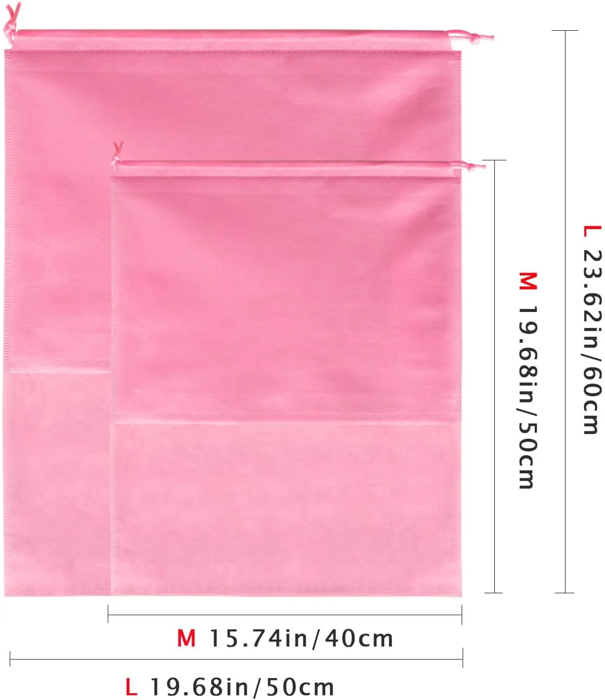 8PCS Dust Bags for Handbags Jumbo Travel Shoe Bags Purses Organizers Storage Bags with Rope Clear Window Dustproof Drawstring Bag Storage Pouch for Men and Women - Pink, 19.7 x 15.7 in