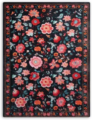 8x10 Area Rug for Living Room Clearance, Modern Washable Rug Non Slip Low Pile Floral Rugs for Living Room, Bedroom, Farmhouse, Dining Room, Kids Playroom, Black