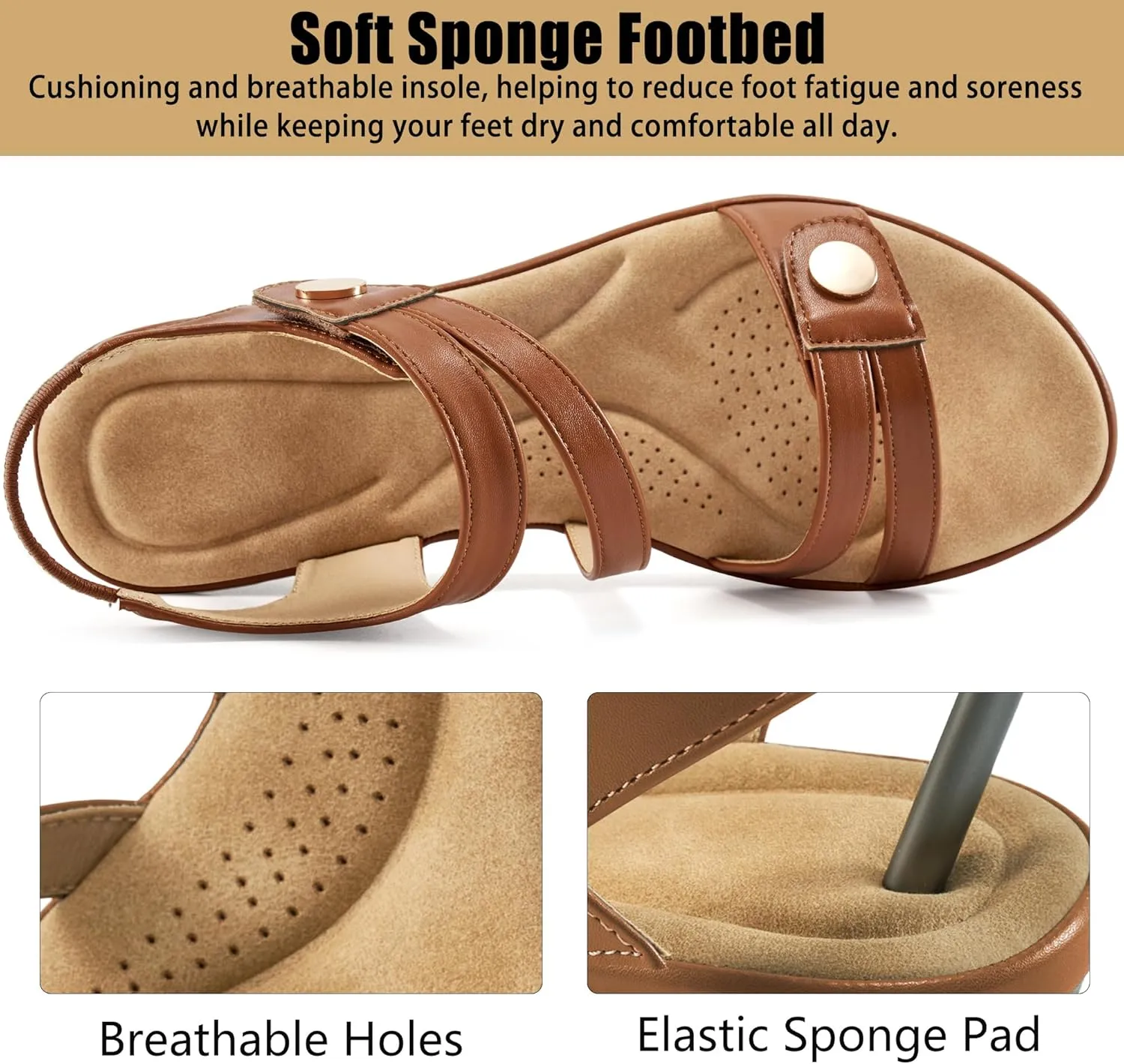 Ablanczoom Wedge Sandals for Women Dressy: Comfortable Elastic Ankle Strap Summer Causal Walking Low Platform Sandal