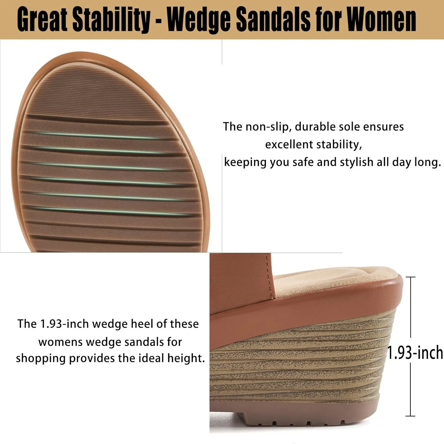 Ablanczoom Wedge Sandals for Women Dressy: Comfortable Elastic Ankle Strap Summer Causal Walking Low Platform Sandal