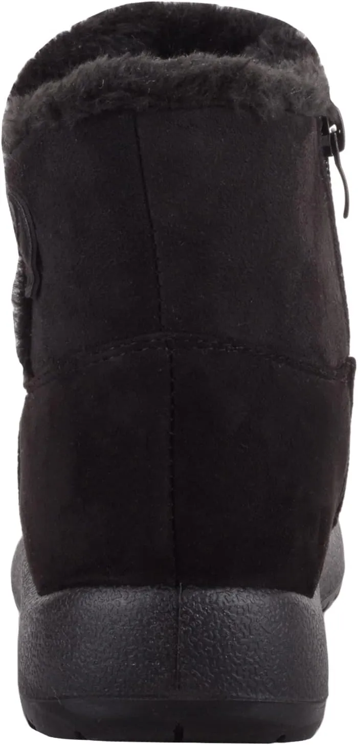 ABSOLUTE FOOTWEAR Womens Lightweight Faux Suede Faux Fleece Slip On Zip Up Ankle Boots