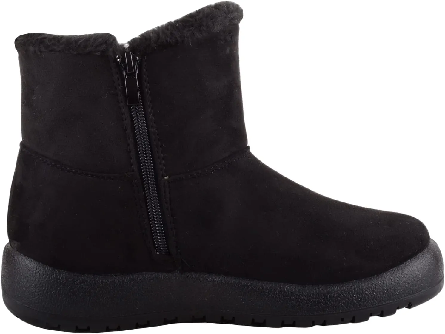 ABSOLUTE FOOTWEAR Womens Lightweight Faux Suede Faux Fleece Slip On Zip Up Ankle Boots