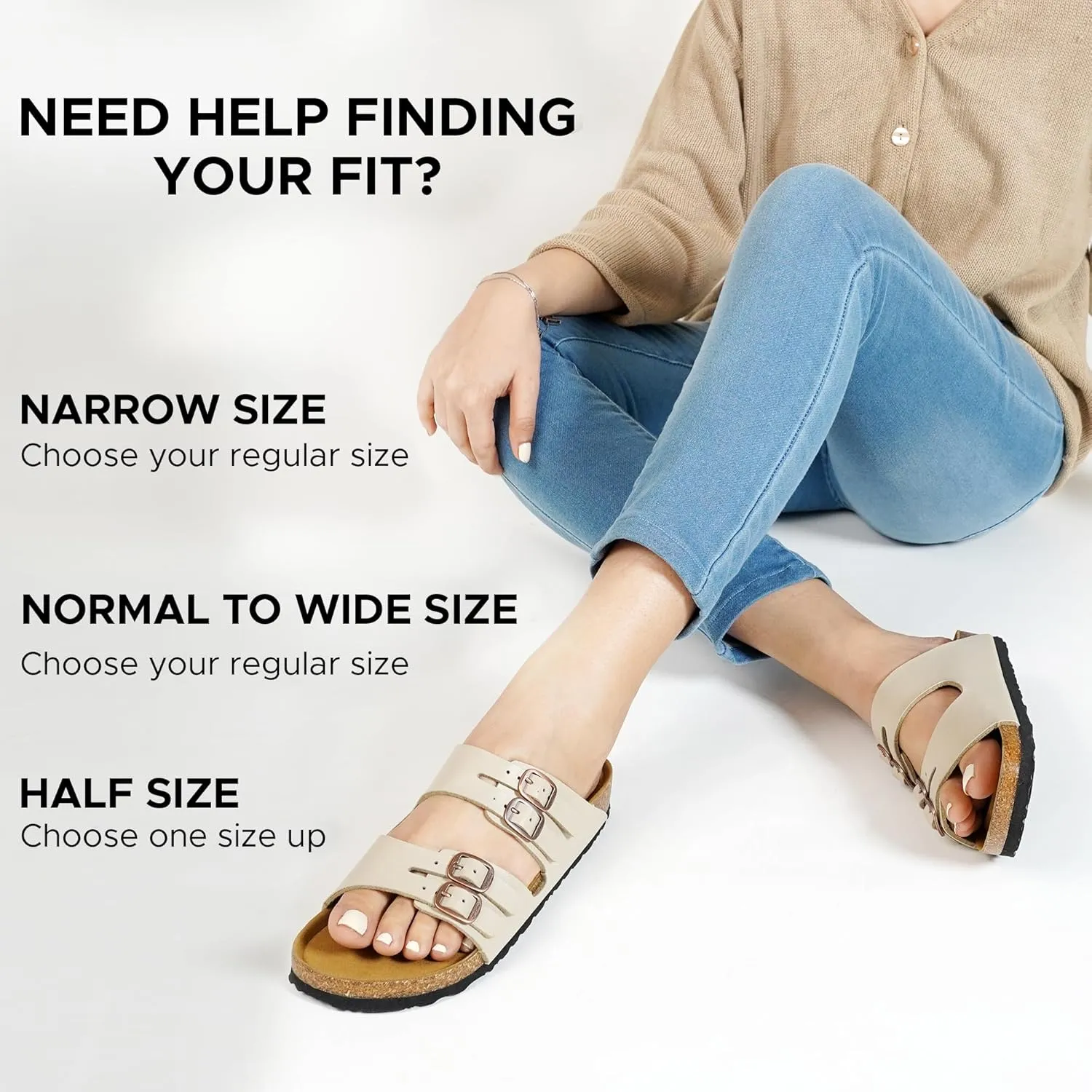 AEROTHOTIC Arch Support Recovery Slides for Women Comfy Memory Foam Cork Footbed Double Straps with Adjustable Buckle Slip on Beach Dressy Outdoor Ladies Sandals