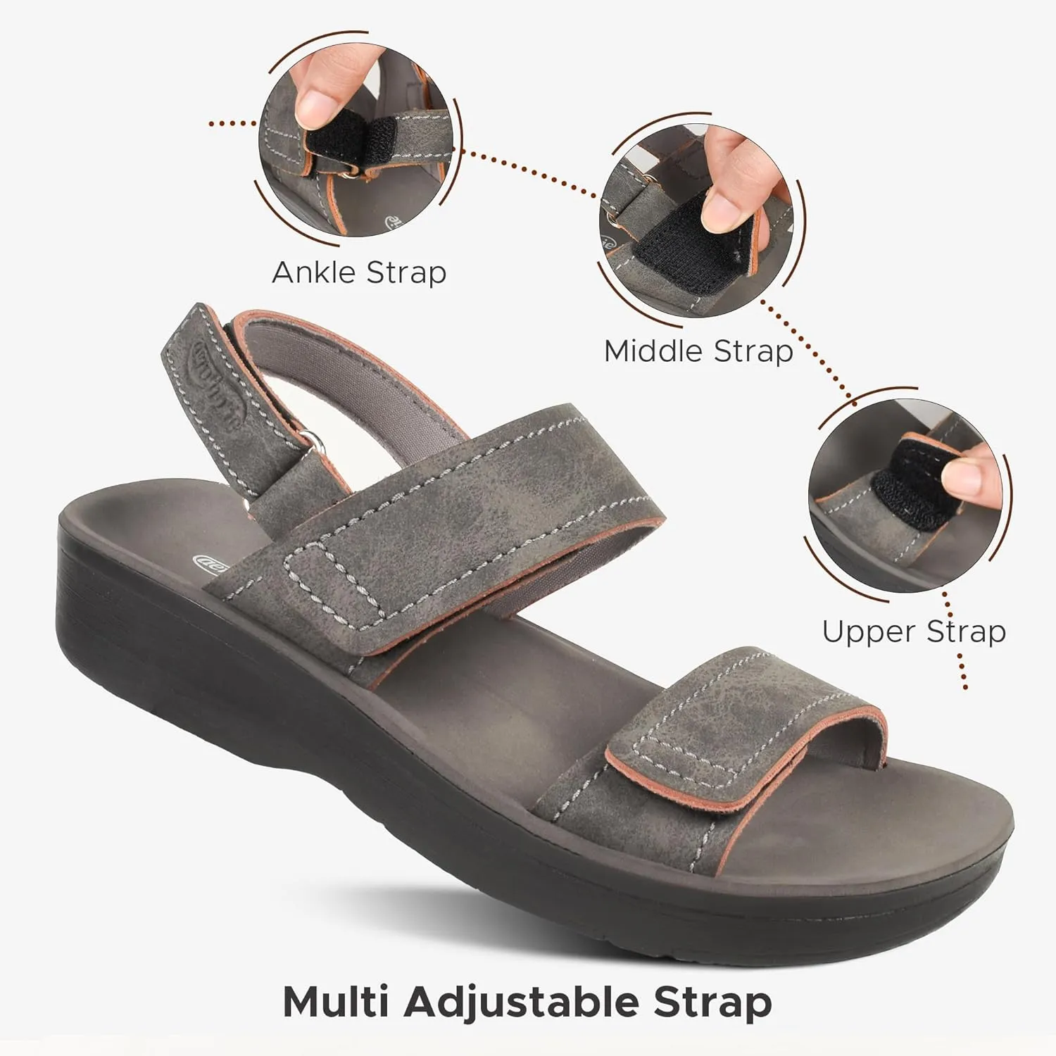AEROTHOTIC Comfortable Sports Sandals for Women Athletic Outdoor Walking Hiking Cushioned Memory Foam Adjustable BackStrap Beach Sandals with Arch Support