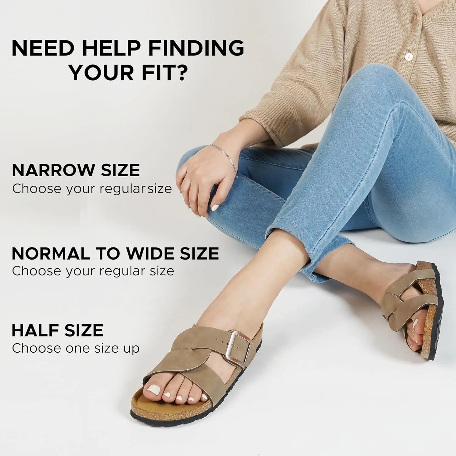 AEROTHOTIC Cork Recovery Slides for Women with Plantar Fasciitis Relief Comfortable Suede Footbed with Adjustable Buckle Cross Strappy Slip on Casual Travel Walking Beach Ladies Sandals