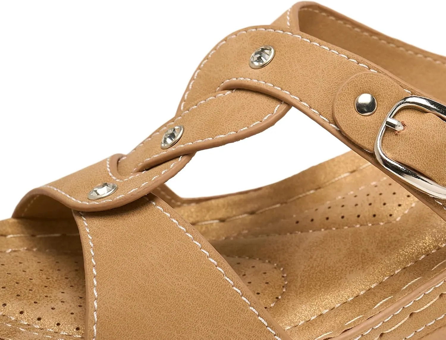Alexis Leroy Comfortable Insole Buckle Strap Vamp Women's Wedge Sandals