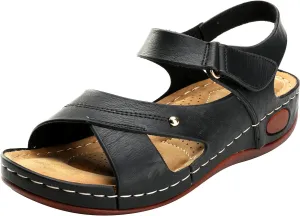Alexis Leroy Summer Ankle Strap Comfort Sole Open Toe Flat Women's Sandals