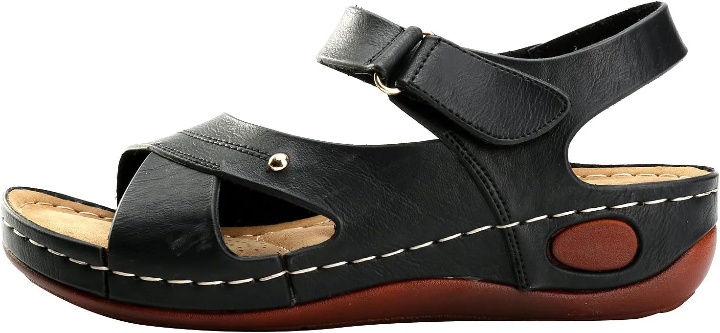 Alexis Leroy Summer Ankle Strap Comfort Sole Open Toe Flat Women's Sandals