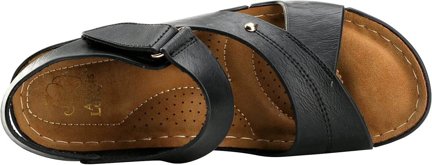 Alexis Leroy Summer Ankle Strap Comfort Sole Open Toe Flat Women's Sandals