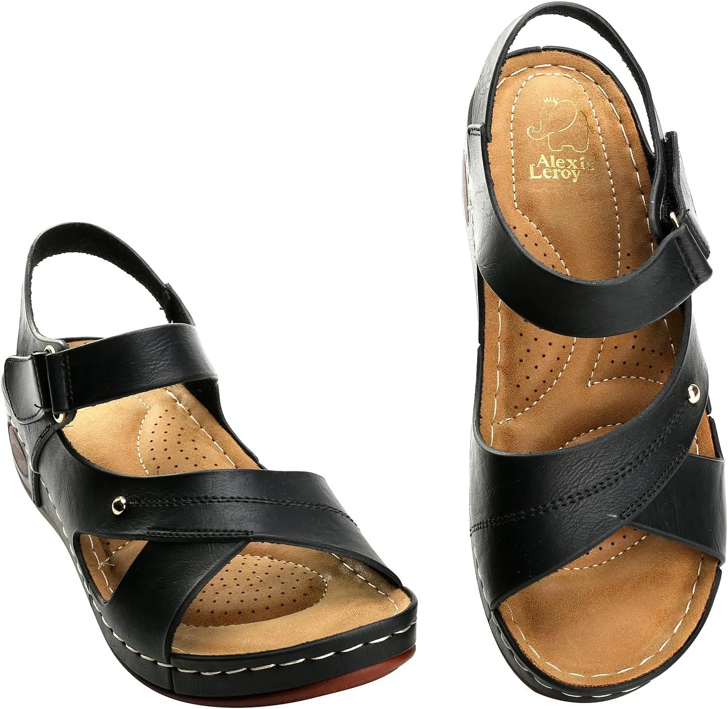 Alexis Leroy Summer Ankle Strap Comfort Sole Open Toe Flat Women's Sandals