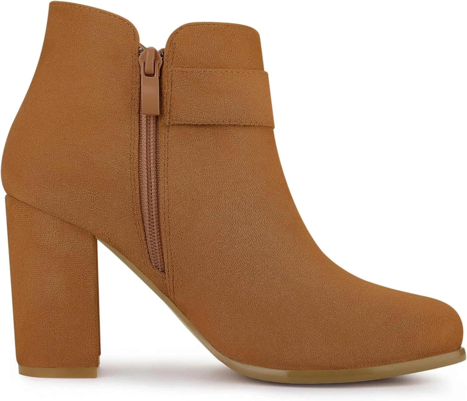 Allegra K Women's Buckle Side Zip Chunky Heels Ankle Boots