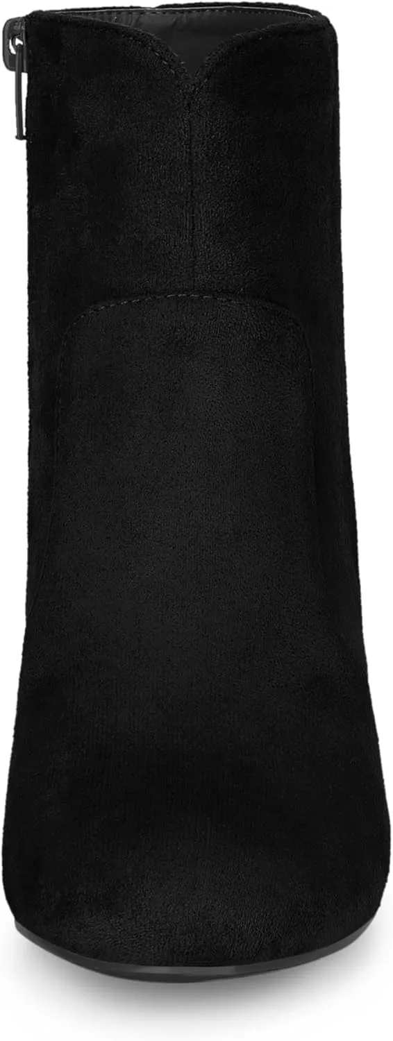 Allegra K Women's Heel Boots Round Toe Chunky Heels Ankle Boots