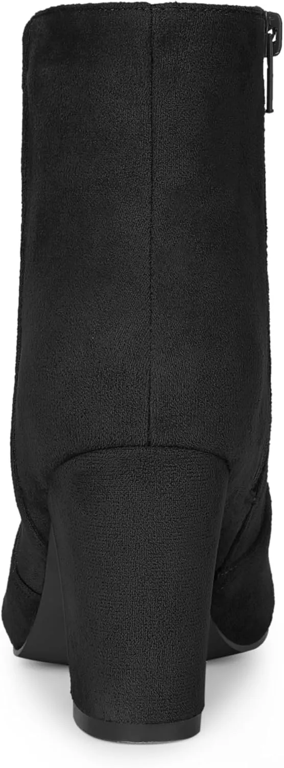 Allegra K Women's Heel Boots Round Toe Chunky Heels Ankle Boots