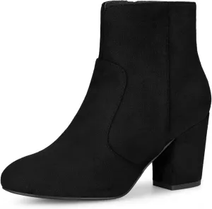 Allegra K Women's Heel Boots Round Toe Chunky Heels Ankle Boots