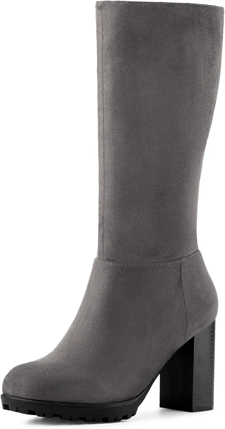 Allegra K Women's Mid Calf Block Heel Boots