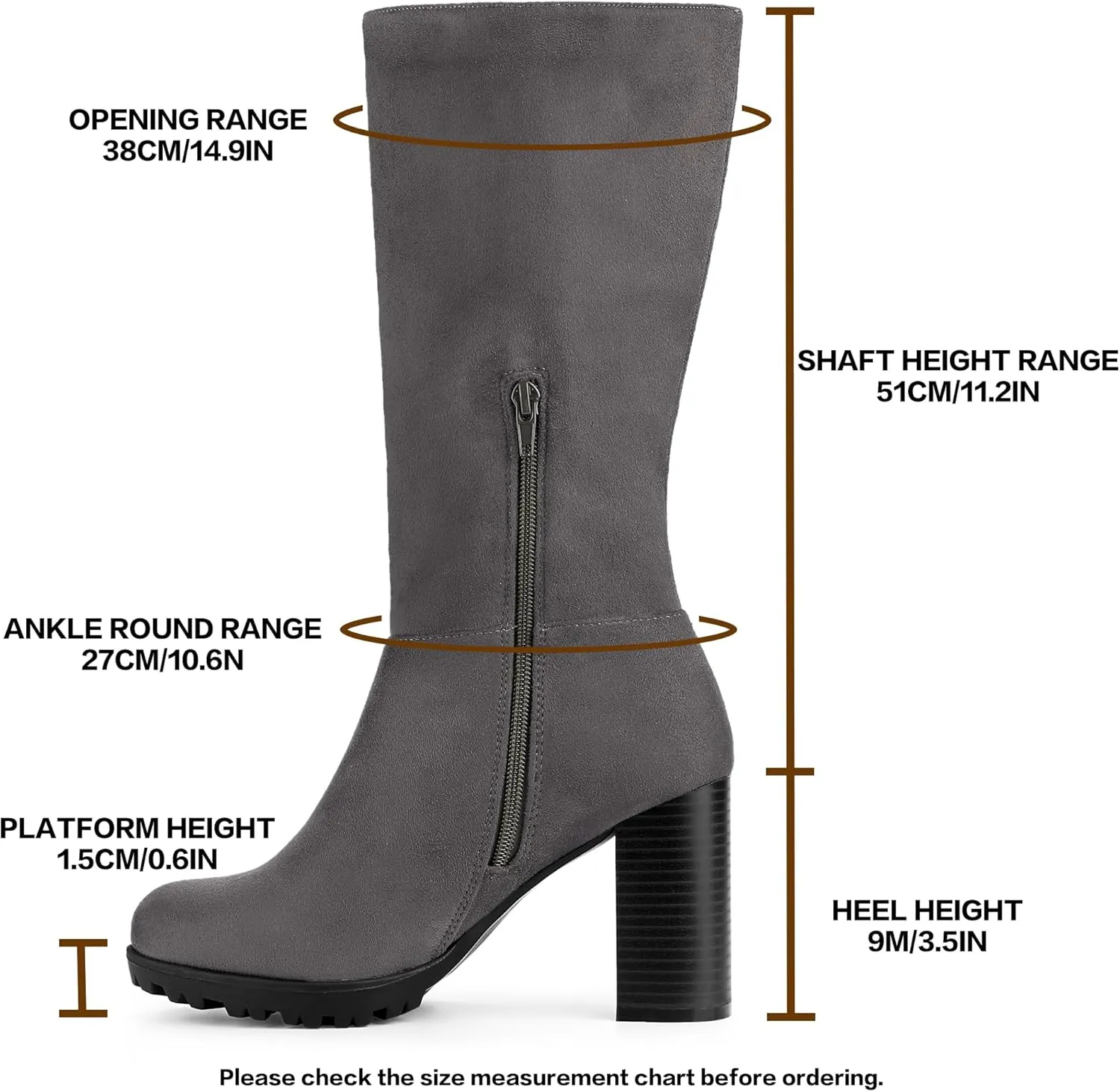 Allegra K Women's Mid Calf Block Heel Boots