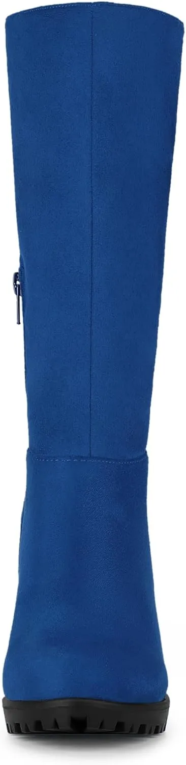 Allegra K Women's Mid Calf Block Heel Boots