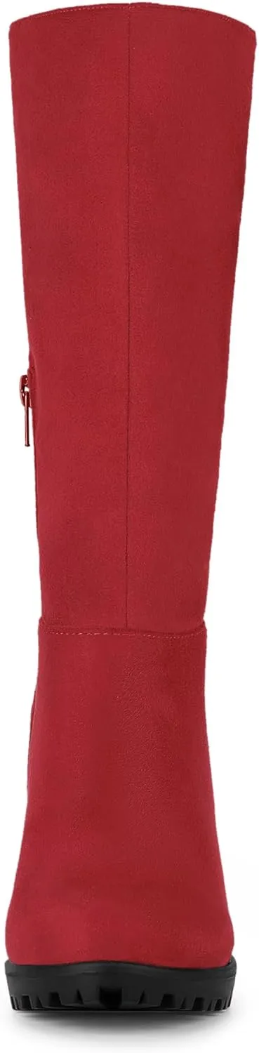 Allegra K Women's Mid Calf Block Heel Boots