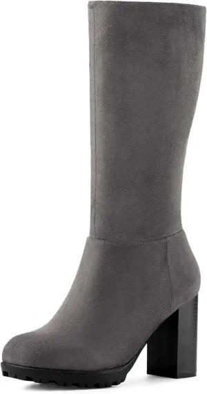 Allegra K Women's Mid Calf Block Heel Boots