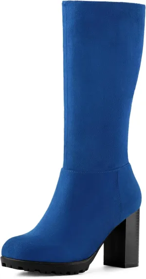 Allegra K Women's Mid Calf Block Heel Boots