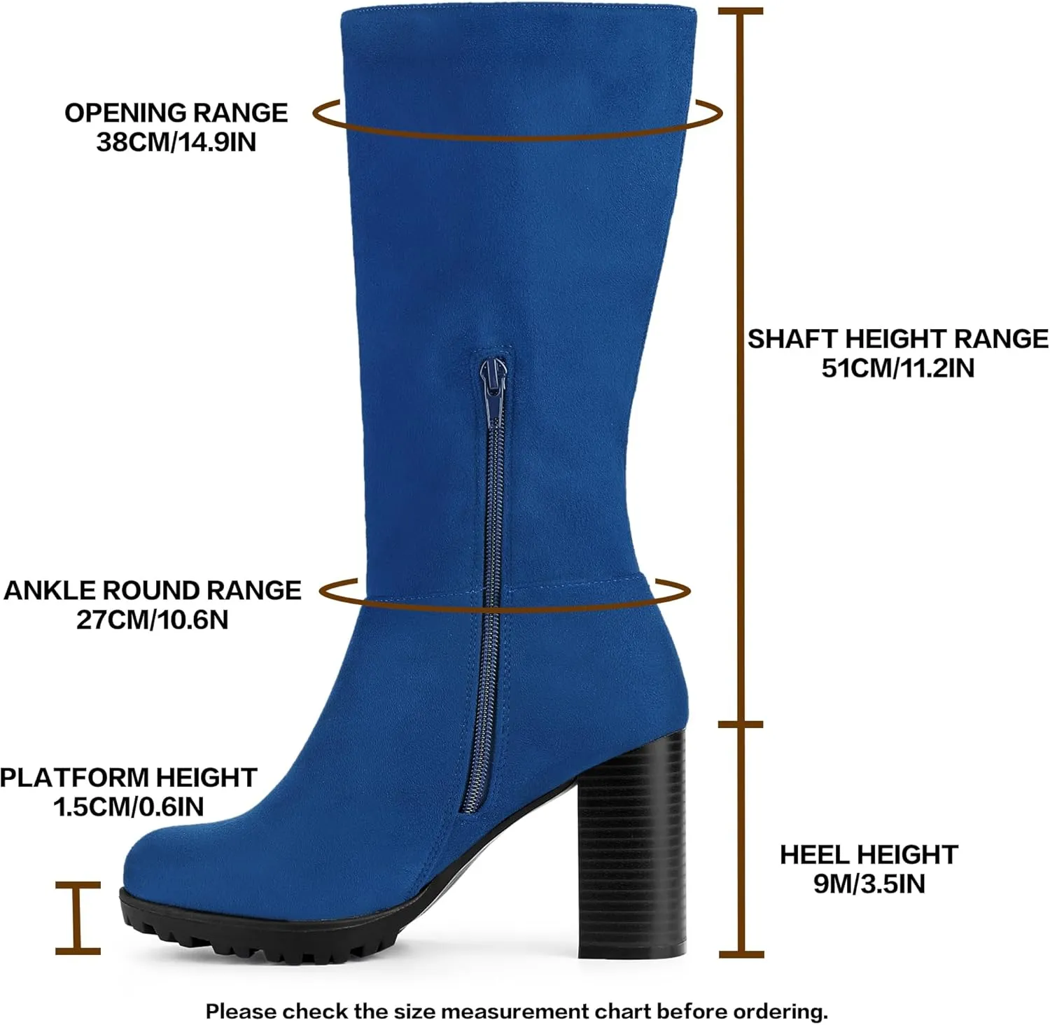 Allegra K Women's Mid Calf Block Heel Boots