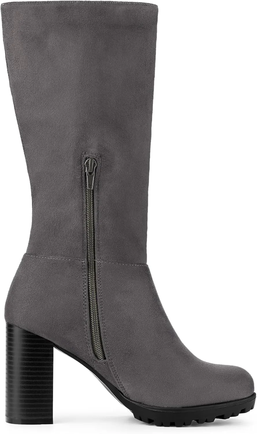 Allegra K Women's Mid Calf Block Heel Boots
