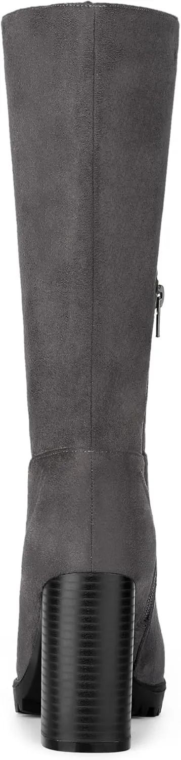 Allegra K Women's Mid Calf Block Heel Boots