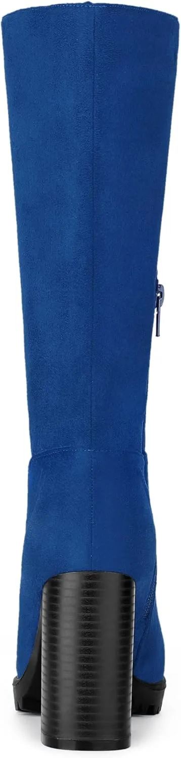 Allegra K Women's Mid Calf Block Heel Boots