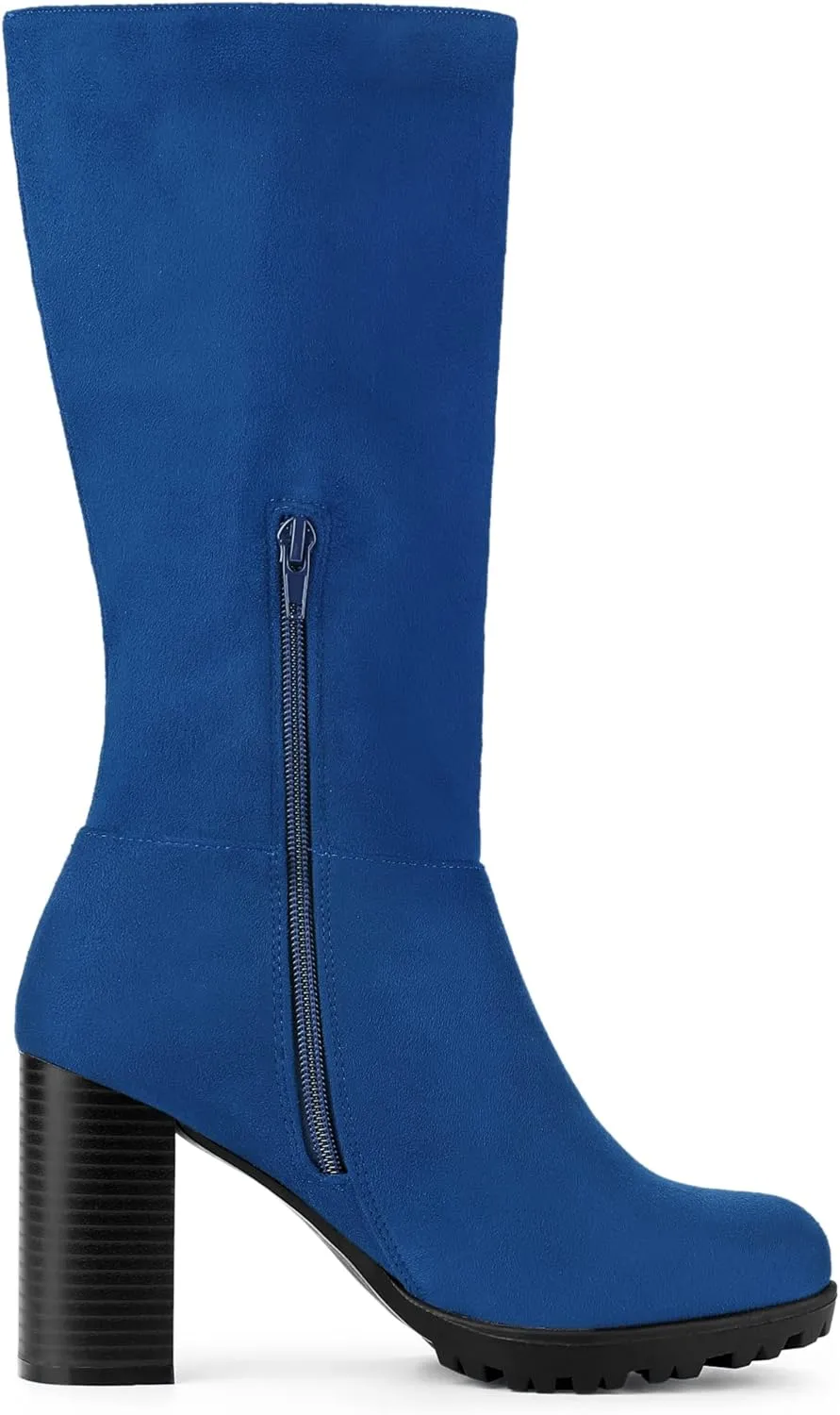 Allegra K Women's Mid Calf Block Heel Boots