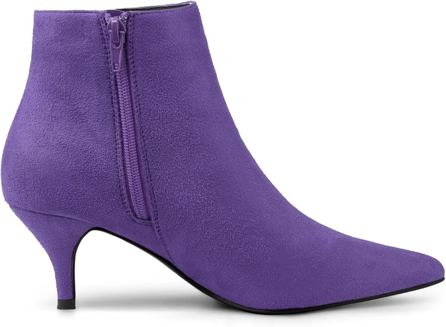 Allegra K Women's Pointed Toe Zip Stiletto Kitten Heel Ankle Booties