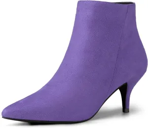 Allegra K Women's Pointed Toe Zip Stiletto Kitten Heel Ankle Booties