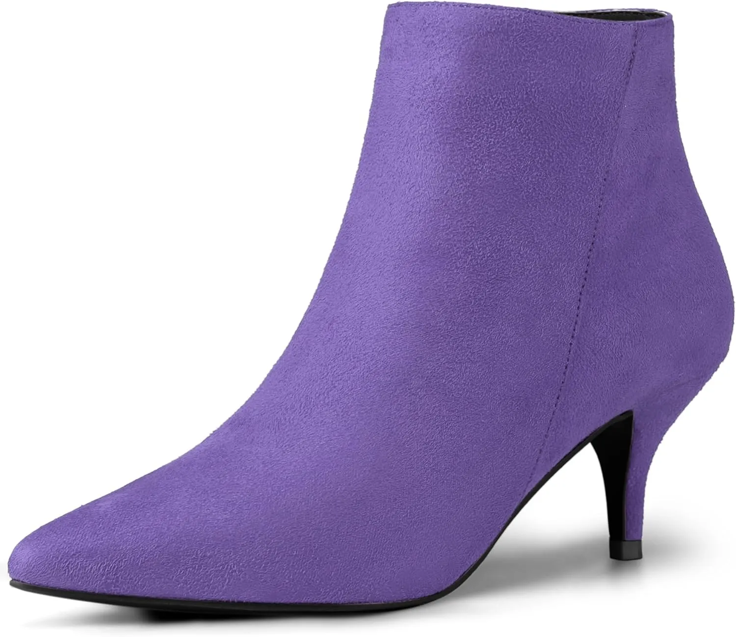 Allegra K Women's Pointed Toe Zip Stiletto Kitten Heel Ankle Booties