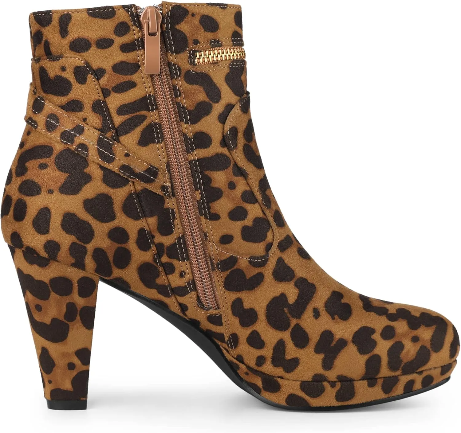 Allegra K Women's Round Toe Ankle Mid Heel Boots