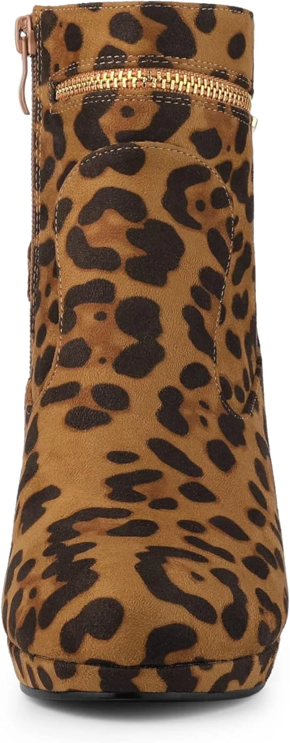 Allegra K Women's Round Toe Ankle Mid Heel Boots