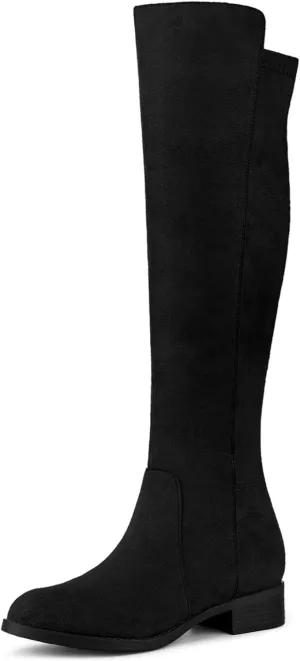 Allegra K Women's Side Zipper Chunky Heels Knee High Boots