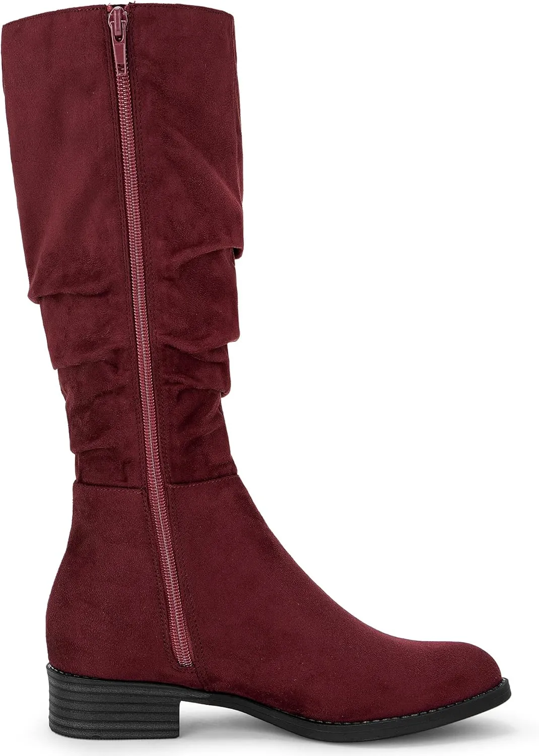 Allegra K Women's Slouch Round Toe Low Heel Boots Knee High Boots