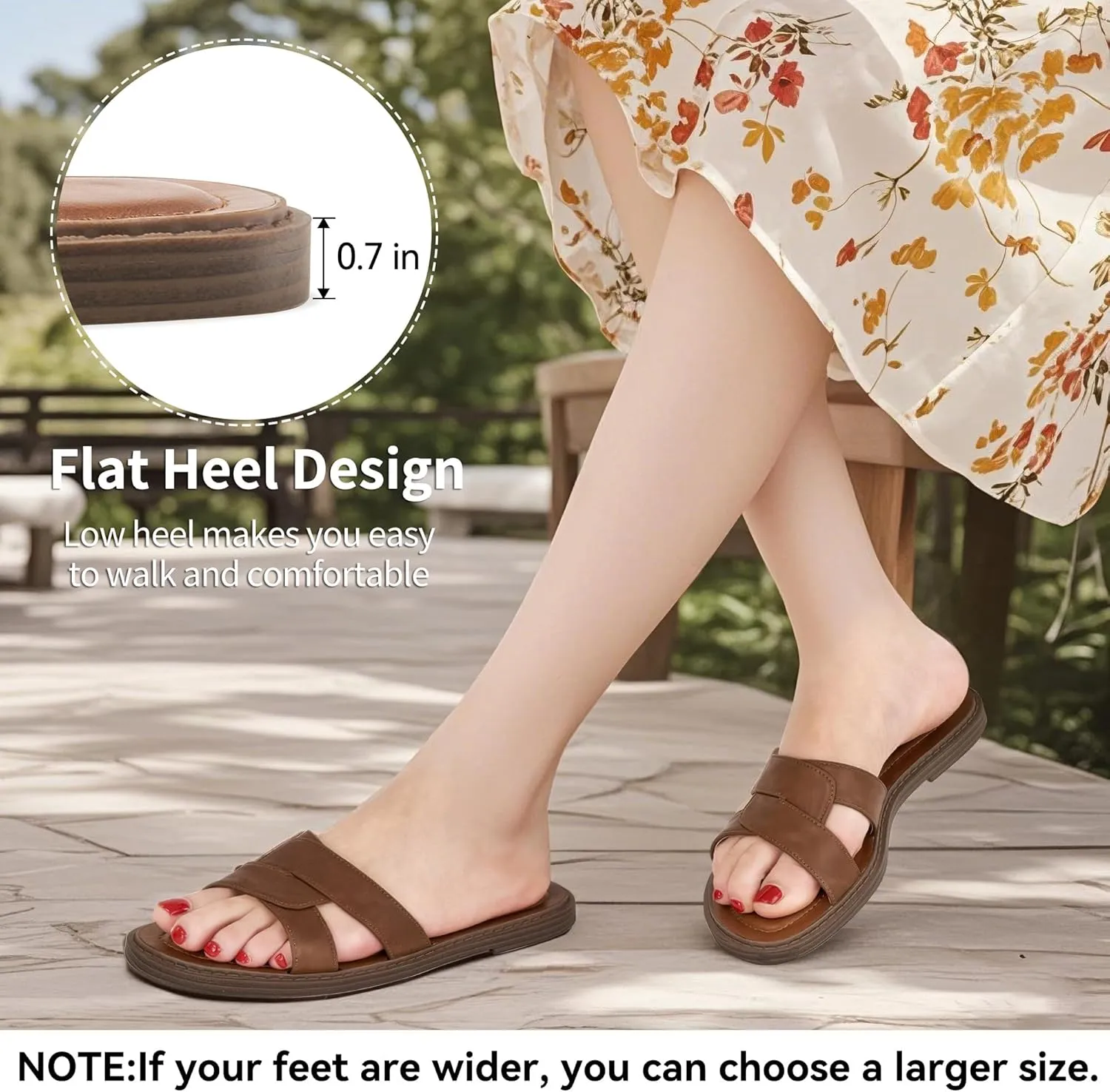 Almusen Slides for Womens Flat Sandals: Comfort Slip On Dressy Summer Beach Flats Fashion Cross Walking Shoes for Daily