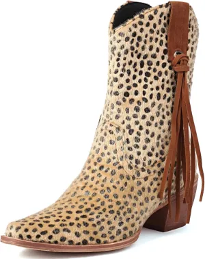 Alsoloveu Ankle Cowboy Boots for Women Suede Snip Toe Chunky Heel Western Boots
