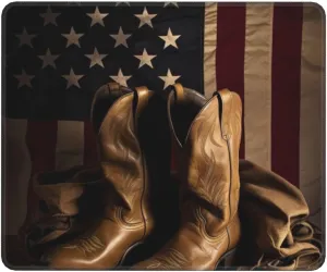 American Flag with Cowboy Boots Mouse Pad 10x12in Non-Slip Premium Textured Smooth Gaming Mouse Mat Waterproof Rubber Base Mouse Mat for Desk,Computers,Laptop,Office
