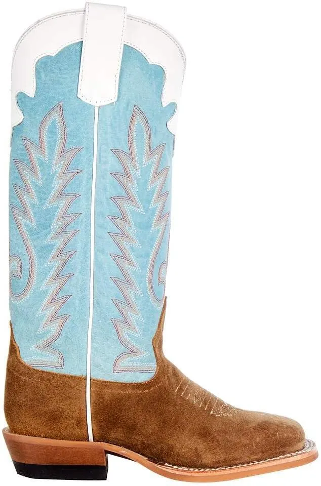 Anderson Bean Kids Coyote Sand Vamp Sky Blue Sensation Cowboy Boot Brown