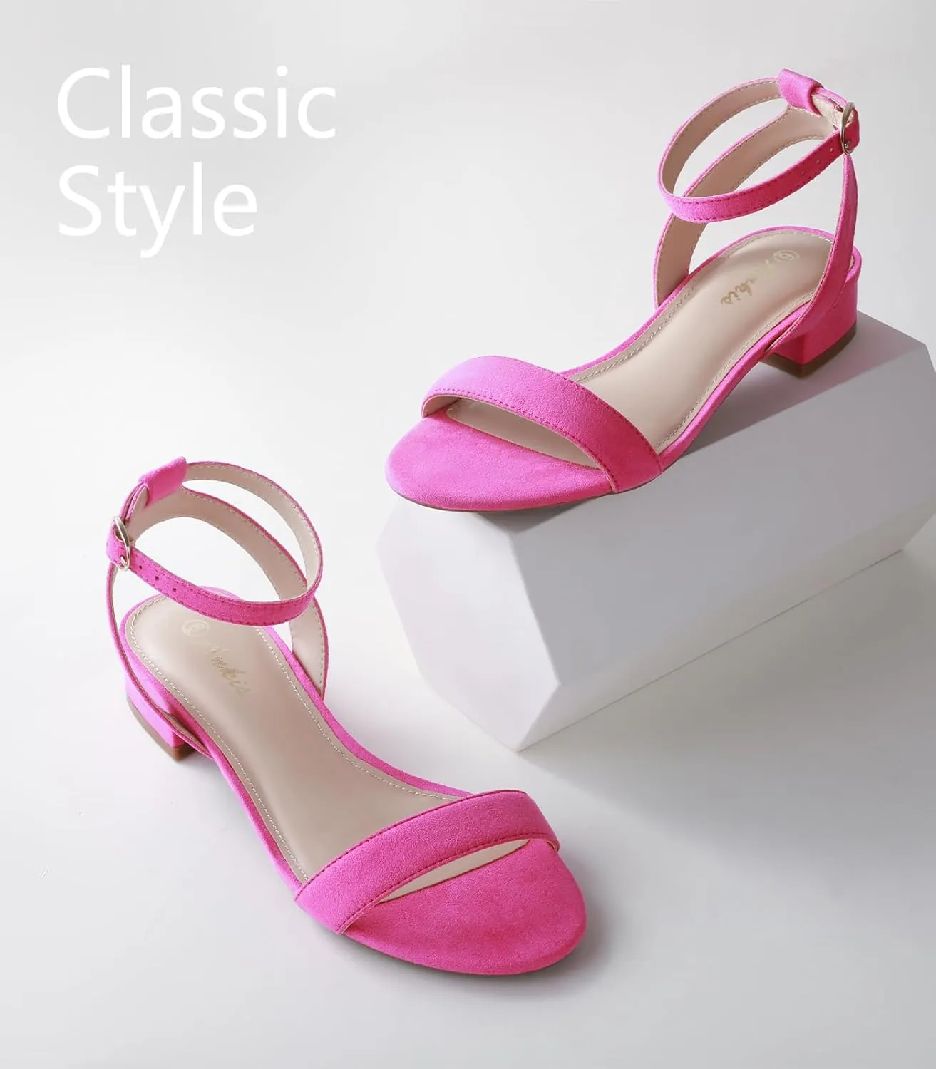 Ankis Black Nude White Red Women Sandals Comfortable Walking Strappy Open Toe Sandals for Women Dressy Summer 1 Inch Low block Heel Flat Adjustable Ankle Strap Wide Available Shoes 2024