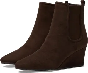 Anne Klein Womens Mixed Media Faux Suede Ankle Boots