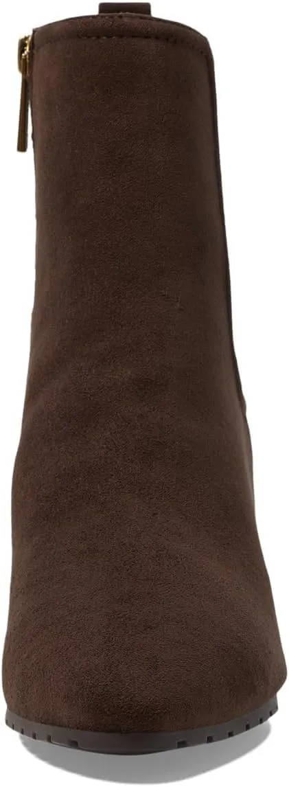 Anne Klein Womens Mixed Media Faux Suede Ankle Boots